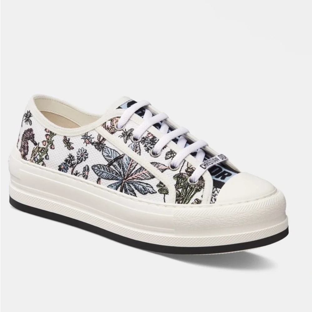 Dior WALK'N'DIOR PLATFORM SNEAKER White Multicolor Embroidered Cotton - Picture 1 of 11
